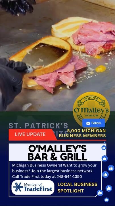 Detroit ﻿This is your St. Paddy’s headquarters! O'Malley's Livonia 
15231 Farmington Rd, Livonia Phone: (734) 427-7775