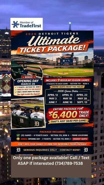 Tradefirst Special: Tigers Dugout Seats + Opening Day Bundle #Tigers #OpeningDay #Baseball