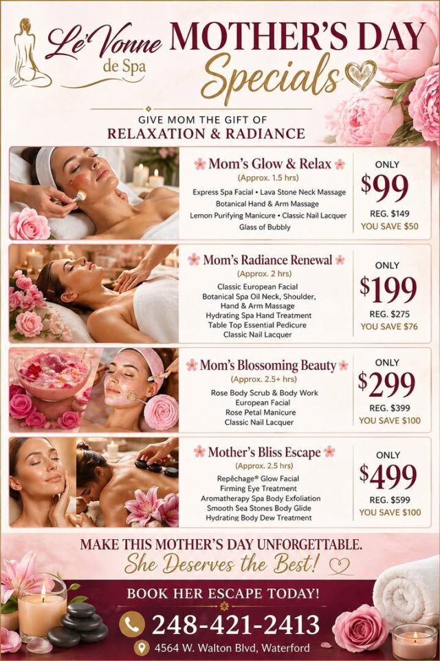 Tradefirst Member 😀 Mother’s Day Spa Deals Beginning at Only $99.00 
#MothersDay #SpaSpecials