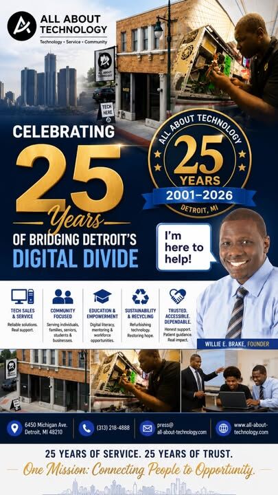 All About Technology marks 25 years of connecting Detroit's digital gap. #Digital #Detroit #25Years