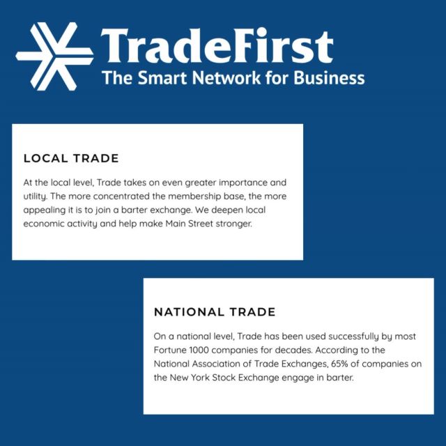 Whether you're looking locally or nationally, we're the smart network for businesses like yours to trade. Learn more at TradeFirst.com.
#trade #tradefirst #business #entrepreneur #local #national