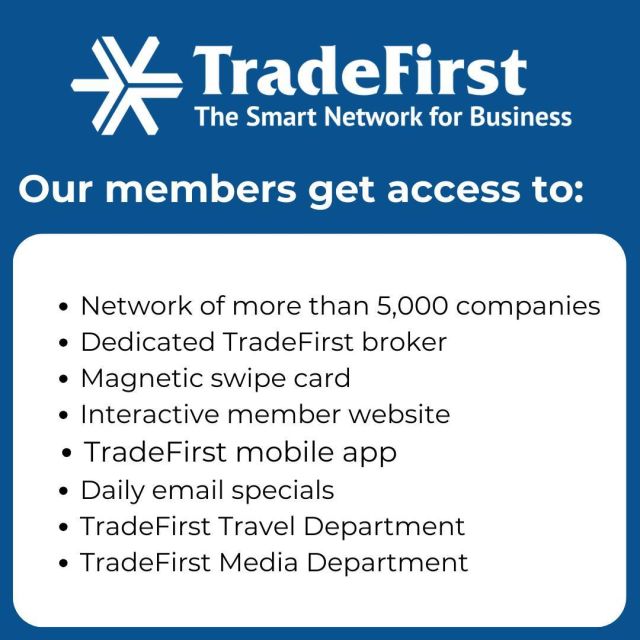There are so many advantages to being a TradeFirst member and your opportunities are endless. Learn more at TradeFirst.com.
#tradefirst #barter #businesses #entrepreneurs