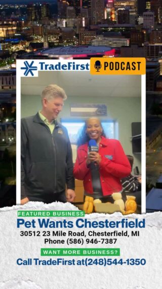 "Exciting News from Michigan! 🚀 Pet Wants Chesterfield has been highlighted on the TradeFirst MotorCity Business Podcast! Tune in to discover what makes this business stand out in our vibrant community. #MichiganBusiness #PetWantsChesterfield #MotorCity #PodcastFeature"