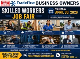Looking for Employees? Contact Megan at 248-237-3600 for TradeFirst Business Owners! 🌟 Michigan Skilled Workers Job Fair Date: Thursday, April 30, 2026 Time: 12:00 PM - 5:00 PM Venue: Radisson Hotel/Metro Detroit #JobFair #TradeFirst #MichiganJobs #Hiring